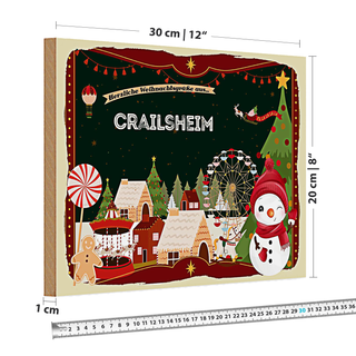 Holzschild Weihnachten Grüße CRAILSHEIM 30x20cm