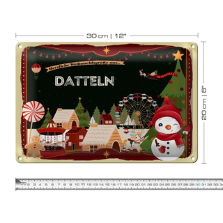 Blechschild Weihnachten Grüße aus DATTELN 30x20cm