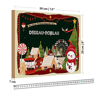 Holzschild Weihnachten Grüße DESSAU-ROßLAU 30x20cm