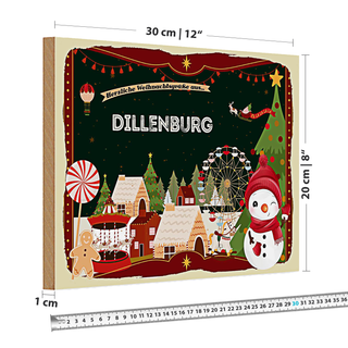Holzschild Weihnachten Grüße DILLENBURG 30x20cm