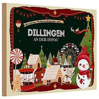 Holzschild Weihnachten Grüße DILLINGEN AN DER DONAU 30x20cm