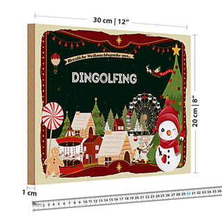 Holzschild Weihnachten Grüße DINGOLFING 30x20cm