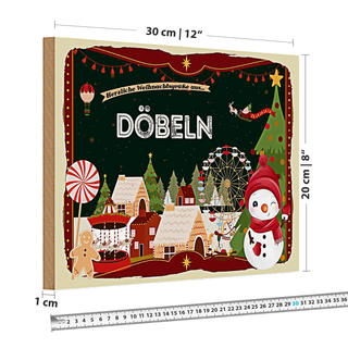 Holzschild Weihnachten Grüße aus DÖBELN 30x20cm