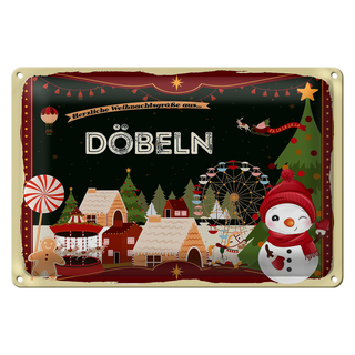 Blechschild Weihnachten Grüße aus DÖBELN 30x20cm
