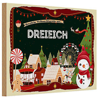 Holzschild Weihnachten Grüße DREIEICH 30x20cm