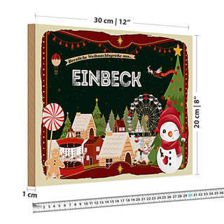 Holzschild Weihnachten Grüße aus EINBECK 30x20cm
