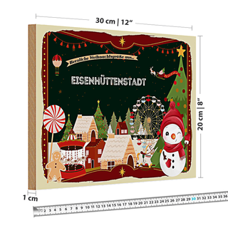 Holzschild Weihnachten Grüße EISENHÜTTENSTADT 30x20cm