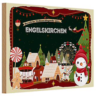 Holzschild Weihnachten Grüße ENGELSKIRCHEN 30x20cm