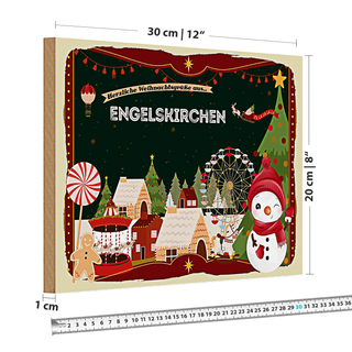 Holzschild Weihnachten Grüße ENGELSKIRCHEN 30x20cm