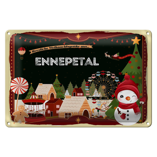 Blechschild Weihnachten Grüße ENNEPETAL 30x20cm