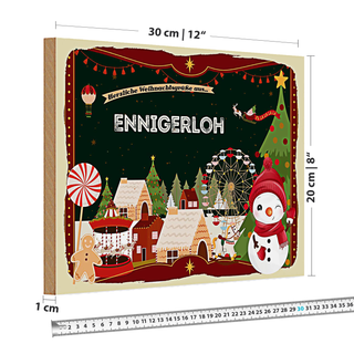 Holzschild Weihnachten Grüße ENNIGERLOH 30x20cm