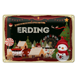 Blechschild Weihnachten Grüße ERDING 30x20cm