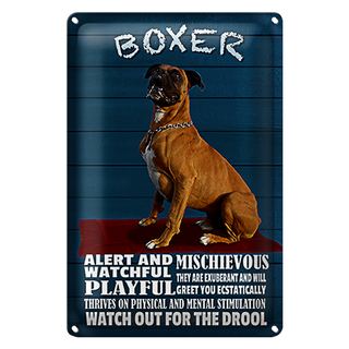 Blechschild Spruch 20x30cm Boxer Hund watchful playful