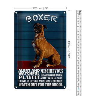 Blechschild Spruch 20x30cm Boxer Hund watchful playful