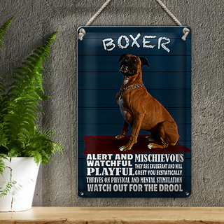 Blechschild Spruch 20x30cm Boxer Hund watchful playful