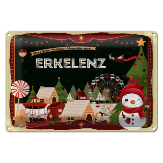 Blechschild Weihnachten Grüße ERKELENZ 30x20cm
