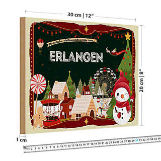Holzschild Weihnachten Grüße ERLANGEN 30x20cm