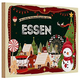 Holzschild Weihnachten Grüße aus ESSEN 30x20cm