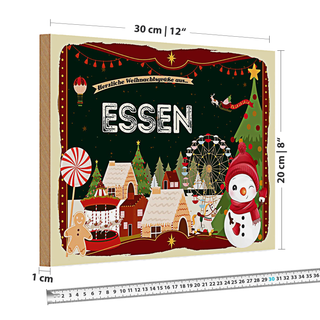 Holzschild Weihnachten Grüße aus ESSEN 30x20cm