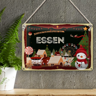 Blechschild Weihnachten Grüße aus ESSEN 30x20cm
