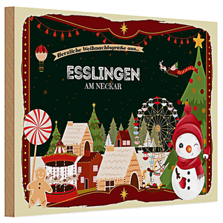 Holzschild Weihnachten Grüße aus ESSLINGEN AM NECKAR 30x20cm