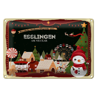 Blechschild Weihnachten Grüße aus ESSLINGEN AM NECKAR 30x20cm