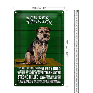 Blechschild Spruch 20x30cm Border Terrier Hund a very bold