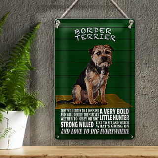 Blechschild Spruch 20x30cm Border Terrier Hund a very bold