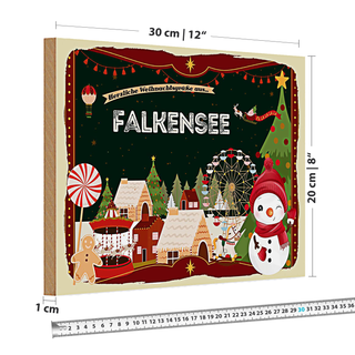 Holzschild Weihnachten Grüße FALKENSEE 30x20cm
