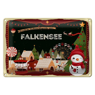 Blechschild Weihnachten Grüße FALKENSEE 30x20cm