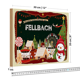 Holzschild Weihnachten Grüße FELLBACH 30x20cm