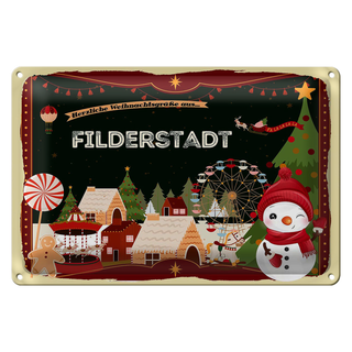 Blechschild Weihnachten Grüße FILDERSTADT 30x20cm
