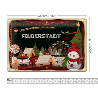 Blechschild Weihnachten Grüße FILDERSTADT 30x20cm