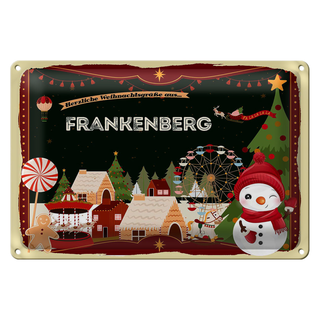 Blechschild Weihnachten Grüße FRANKENBERG 30x20cm