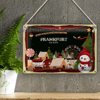 Blechschild Weihnachten Grüße FRANKFURT AM MAIN 30x20cm