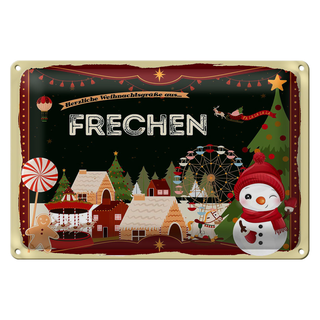 Blechschild Weihnachten Grüße aus FRECHEN 30x20cm