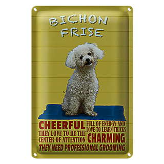 Blechschild Spruch 20x30cm Hund Bichon Frise cheerful