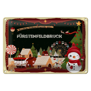 Blechschild Weihnachten Grüße FÜRSTENFELDBRUCK 30x20cm
