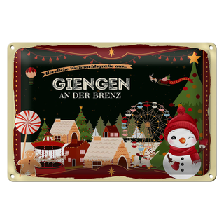 Blechschild Weihnachten Grüße GIENGEN AN DER BRENZ 30x20cm
