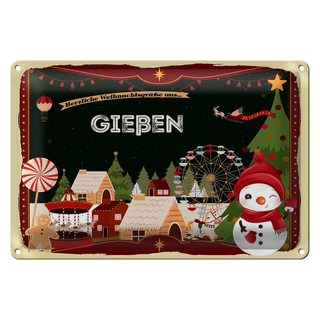 Blechschild Weihnachten Grüße aus GIEßEN 30x20cm