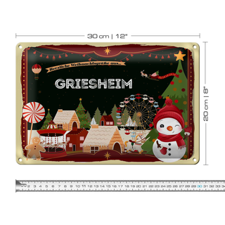 Blechschild Weihnachten Grüße GRIESHEIM 30x20cm