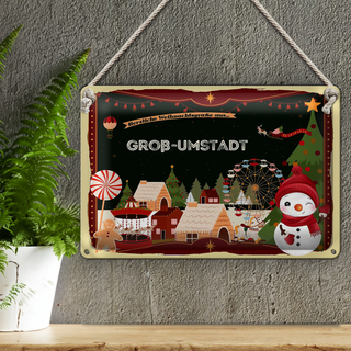 Blechschild Weihnachten Grüße GROß-UMSTADT 30x20cm