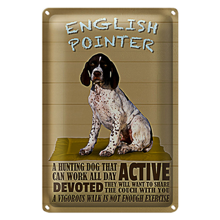 Blechschild Spruch 20x30cm English Pointer Hund active