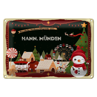 Blechschild Weihnachten Grüße HANN. MÜNDEN 30x20cm