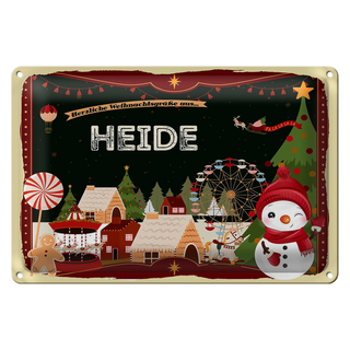 Blechschild Weihnachten Grüße aus HEIDE 30x20cm