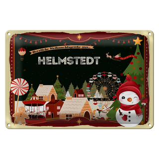 Blechschild Weihnachten Grüße HELMSTEDT 30x20cm