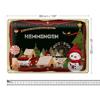 Blechschild Weihnachten Grüße HEMMINGEN 30x20cm