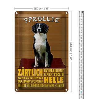Blechschild Spruch 20x30cm Sprollie Hund zärtlich und treu