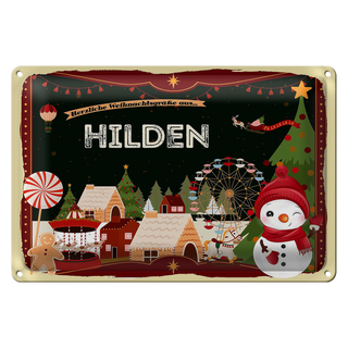 Blechschild Weihnachten Grüße aus HILDEN 30x20cm