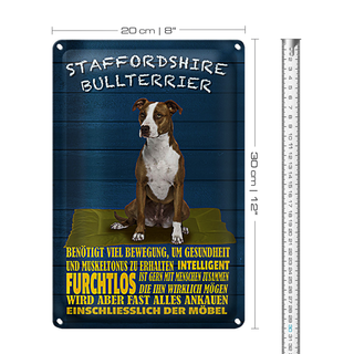 Blechschild Hund 20x30cm Staffordshire Bullterrier